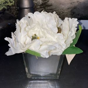 Silver Glam Vase With White Faux Flowers Glam Home Decor